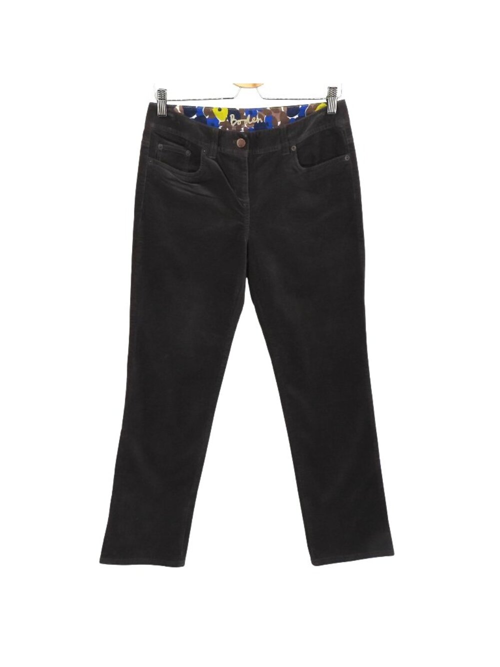 Boden Women 10 10R WM270 Velvet Charcoal Gray Brown Pants Pockets Cotton Blend